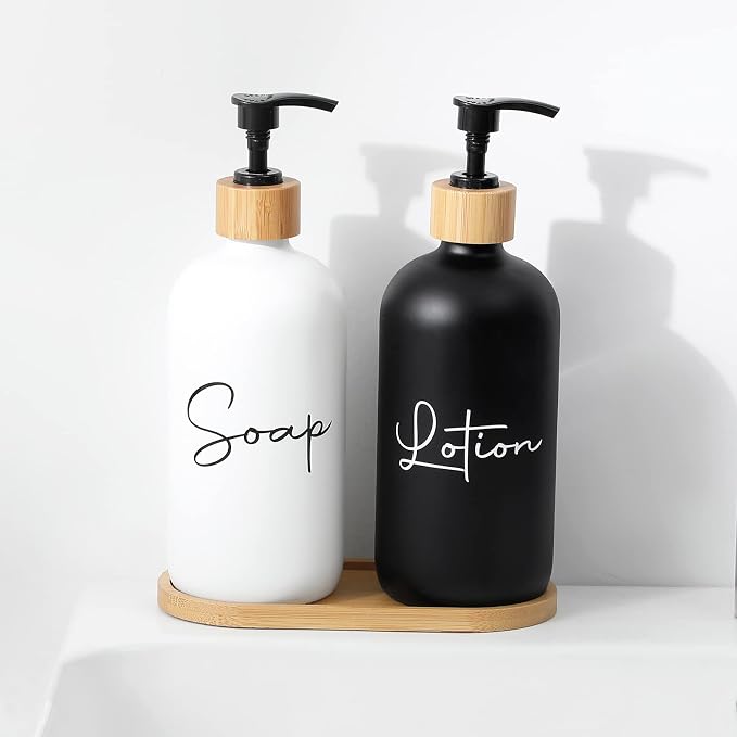17 oz Hand Soap Dispenser Empty Glass Lotion Pump Bottles, Refillable Liquid - Image 3