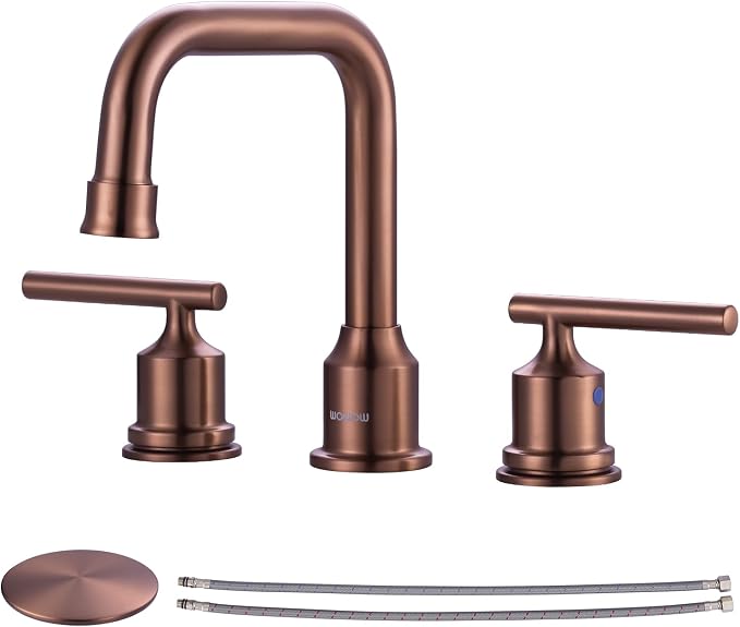WOWOW Widespread Bathroom Faucet 3 Holes Bathroom Sink Faucet 2 Handle Vanity by WOWOW