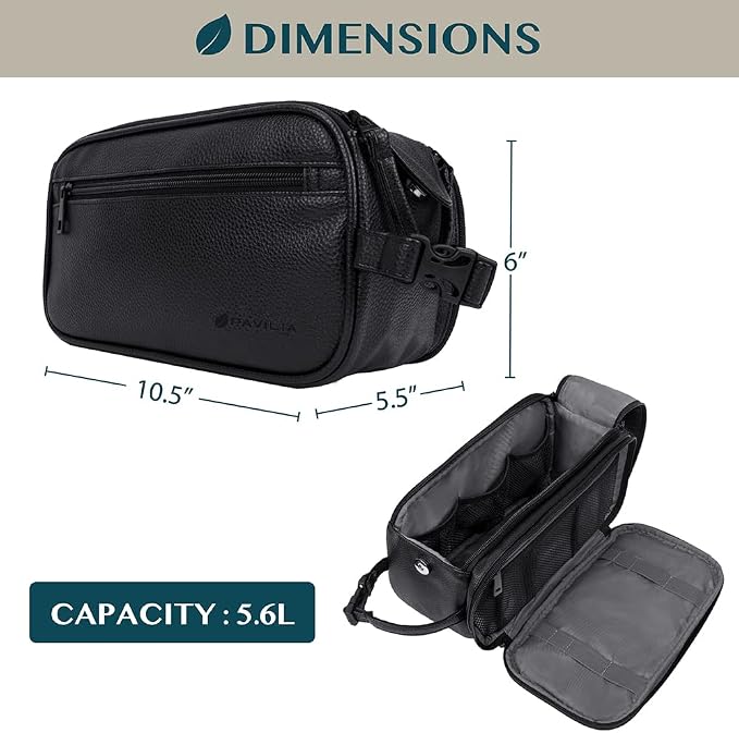 PAVILIA Toiletry Bag for Men, Travel Essentials Shaving Dopp Kit, Mens Travel - Image 4