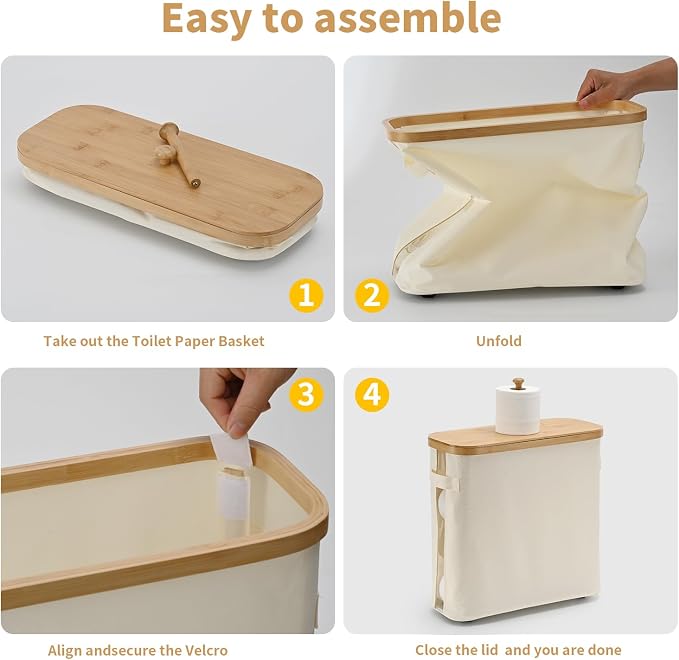 32L Bamboo Toilet Paper Storage Basket - Image 7