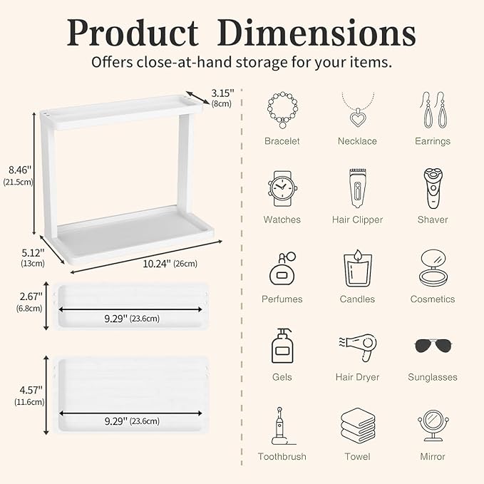 PEKER Bamboo Bathroom Organizer Countertop – Small Vanity Storage Shelf - Image 3