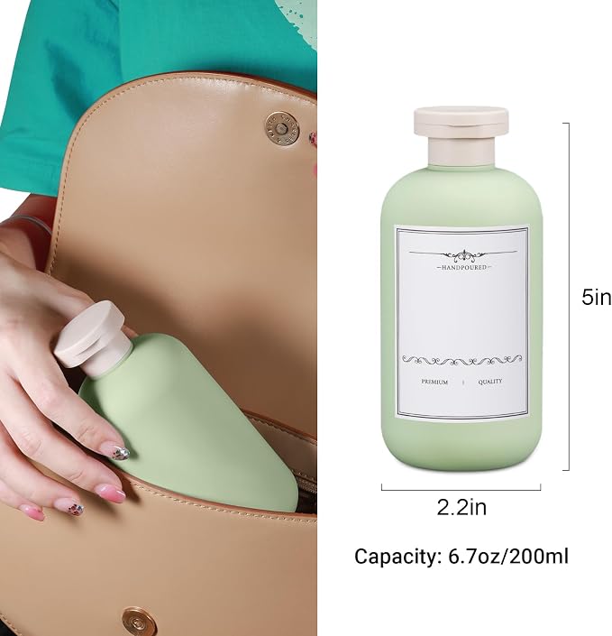 6.8oz Travel Bottles for Toiletries, Empty Plastic Squeeze Bottles - Image 3