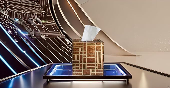 Hymmah Modern Square Tissue Box Cover Holder, Bathroom Accessories Decor Unique - Image 7