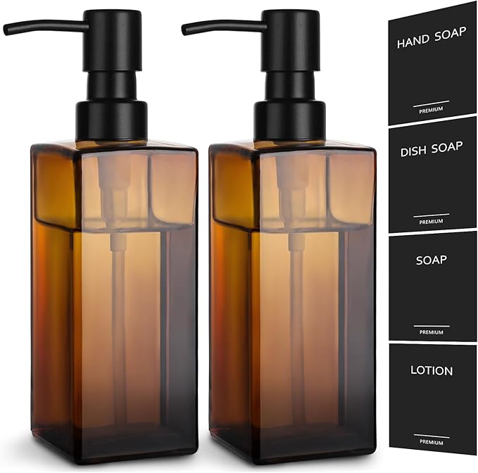 GMISUN Amber Glass Soap Dispenser, Hand Soap Dispenser by GMISUN