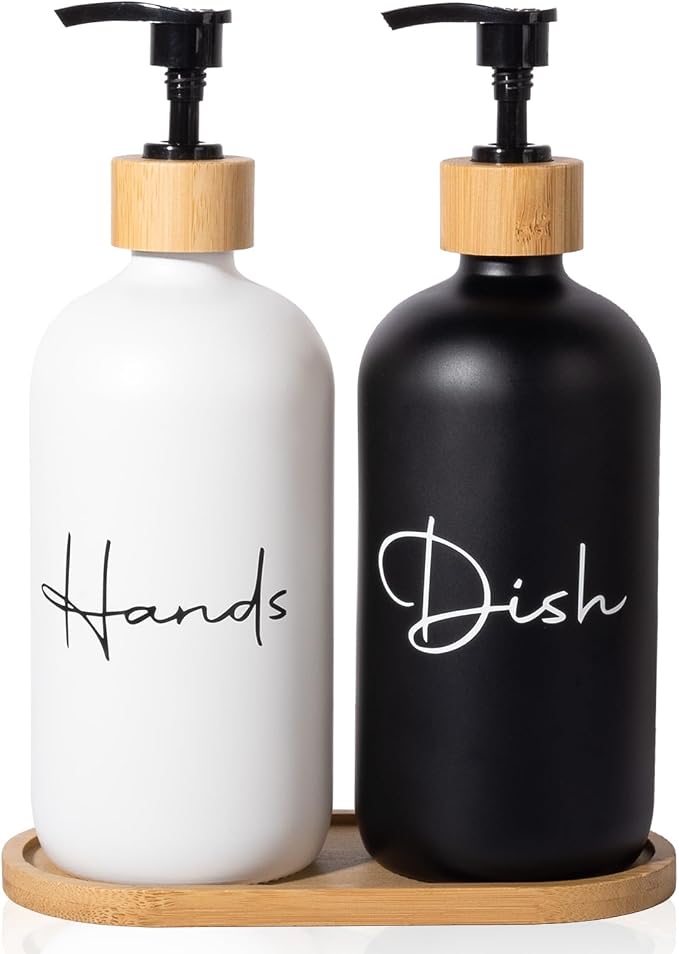 17 oz Hand Soap Dispenser Empty Glass Lotion Pump Bottles, Refillable Liquid by UUJOLY