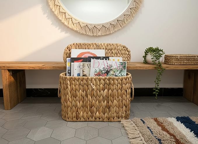 Toilet Paper Basket with Lid, Wicker Basket - Image 3