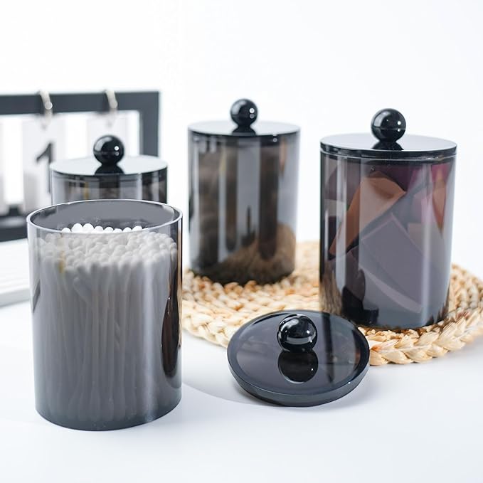 6 Pack Qtip Holder, Canister Apothecary Jar Set, Bathroom Jars - Image 5