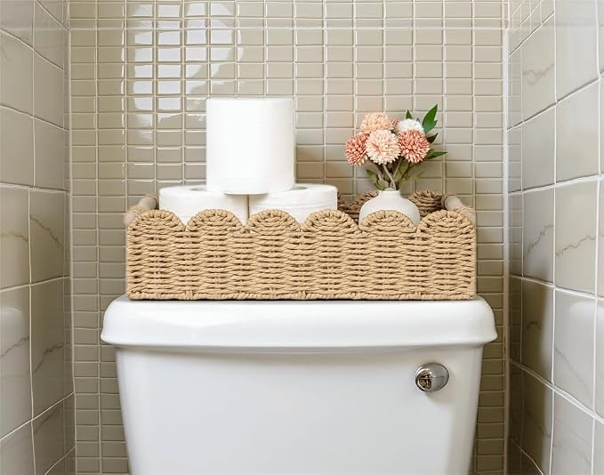 CubesLand Toilet Paper Storage Basket, Scalloped Edge Shelves Basket - Image 4