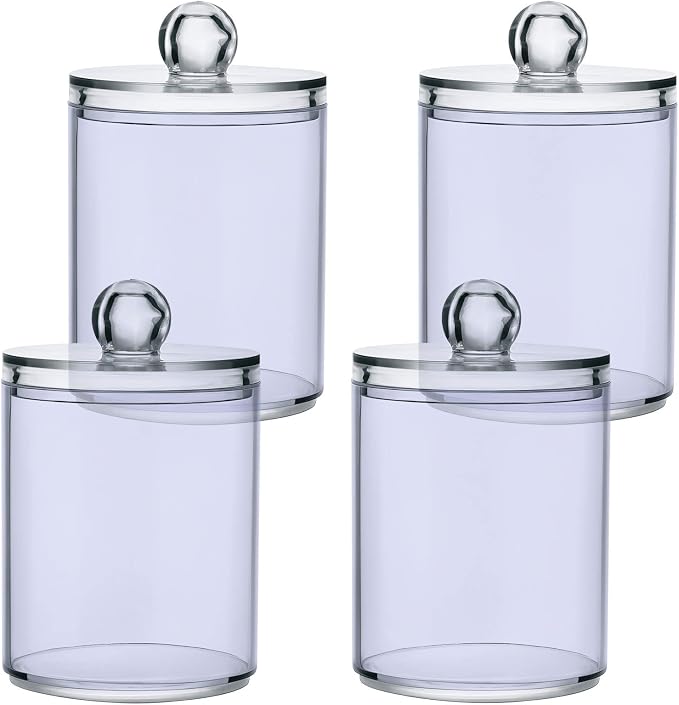 Lavender Qtip Holder Organizer Dispenser Cotton Swabs Cans Plastic Jars by SHJI