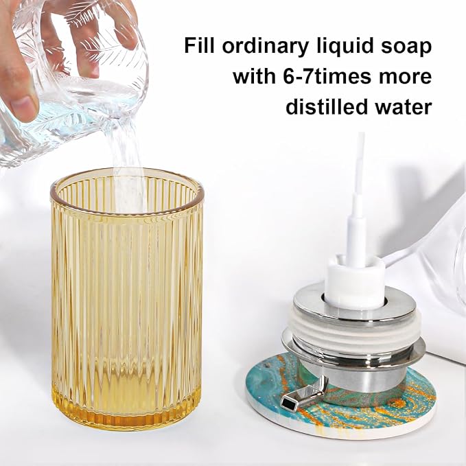 Foaming Soap Dispenser, 12 Oz Amber Glass Foam Hand Soap Dispenser, Refillable - Image 4