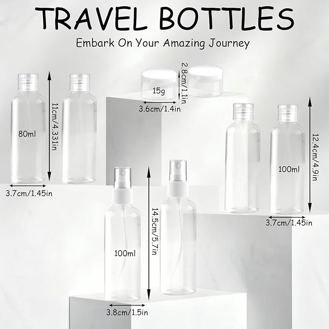 8Pcs Travel Bottles Set, TSA Approved Travel Size Toiletries, Reusable Leak - Image 2