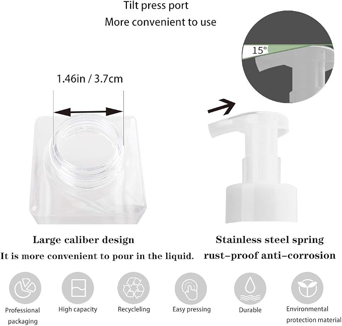 2 Pack Foaming Soap Dispenser 15oz Refillable Foam Liquid Hand Soap Empty - Image 4