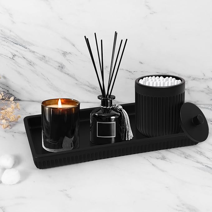 Resin Matte Black Bathroom Accessories Set 5 Pcs, Lotion Soap Dispenser - Image 7