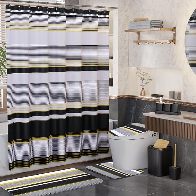 24PCS Bathroom Sets with Shower Curtain and Rugs - Image 2