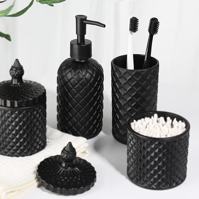 Matte Black Bathroom Accessories Set, 4 Pack Black Bath Accessory Sets Complete - Image 6