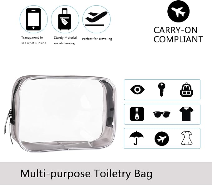 Buminee Clear Pouch Small, 6.6"x2.3"x4.7" TSA Approved Toiletry Bag, Travel Bags - Image 4