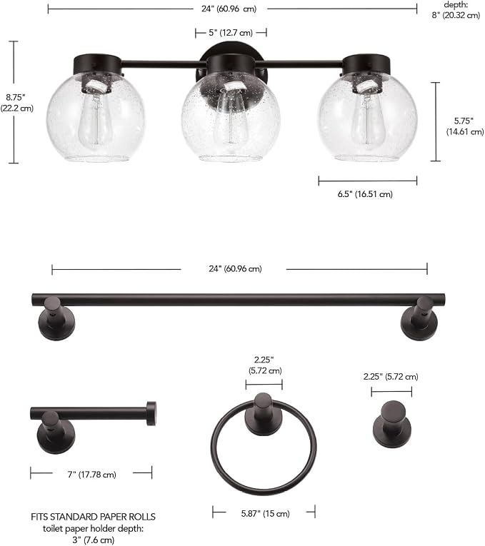 Globe Electric 63000202 5-Piece All-in-One Bathroom Accessory Set - Image 3