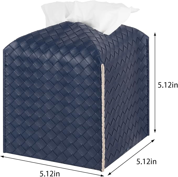 Tissue Box Cover PU Leather Tissue Holder Square Facial Tissue Case Facial - Image 3