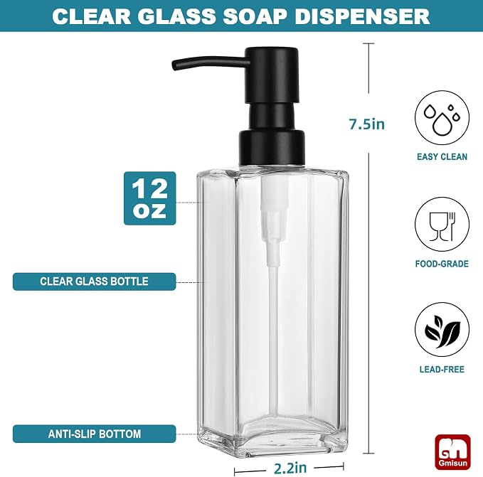 GMISUN Glass Soap Dispenser - Image 2