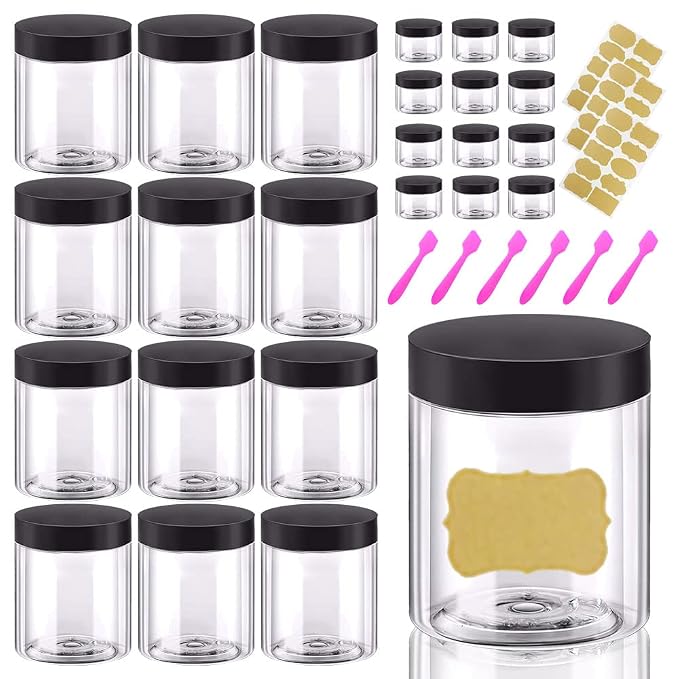 8oz Plastic Jars with Lids 8 oz Plastic Containers with Lids + 20g Sample by AMORIX