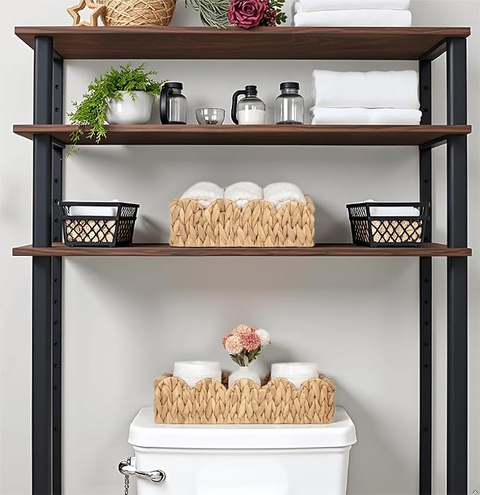 Wicker Bathroom Basket Tray Organizer w/Scalloped - Image 2
