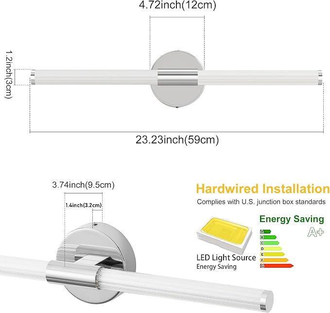 Bathroom Wall Sconces Set of 2 Hardwired, Dimmable 5CCT LED Bathroom Light - Image 7