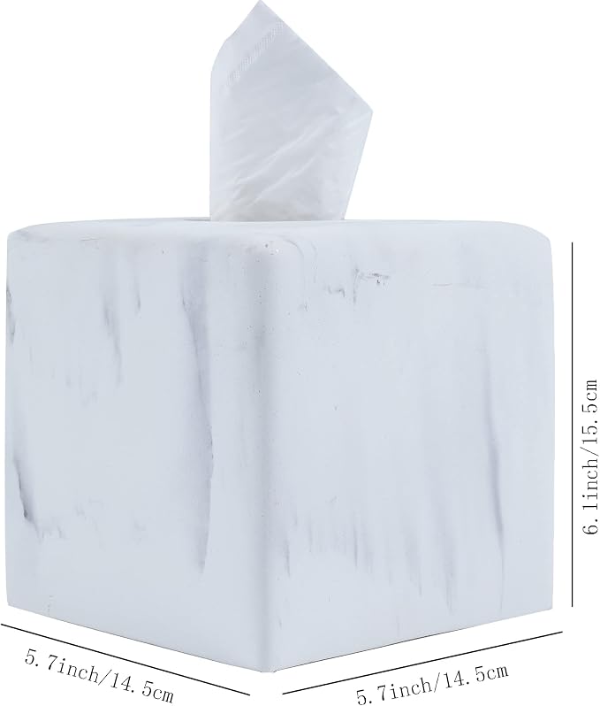 Hymmah Modern Square Tissue Box Cover Holder, Bathroom Accessories Decor Unique - Image 2