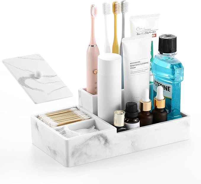 Luxspire Bathroom Counter Organizer, Marble Toothbrush Holder by Luxspire