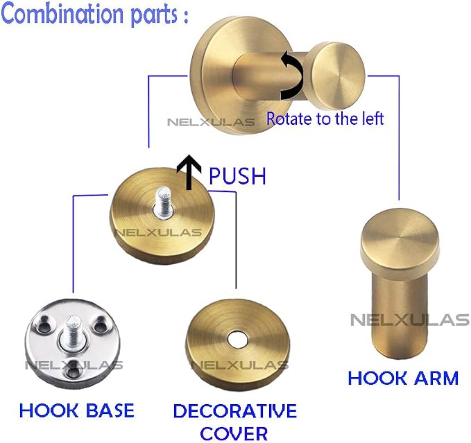 Golden Brushed Stainless Steel Single Super Heavy Duty Wall Mount Hook - Image 3