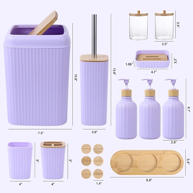 Light Purple Bathroom Accessories Set 17PCS Bathroom Set - Image 6