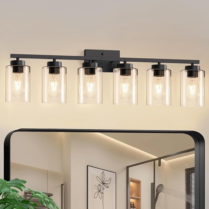 IZORRO Modern Bathroom Light Fixtures, 6 Light Black Vanity Lights, Bathroom by IZORRO