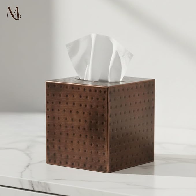 Monarch Abode Tissue Box Cover Square – Hand Hammered Antique Copper Metal - Image 5