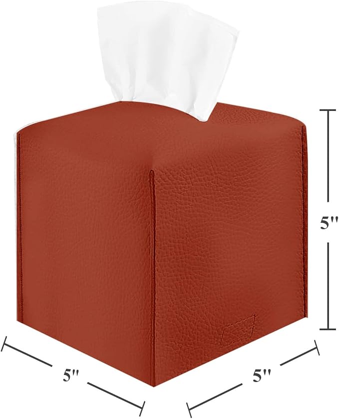 2 Pack, VIVIDLY Tissue Box Cover Holder, Square Modern PU Leather Tissue Box - Image 2
