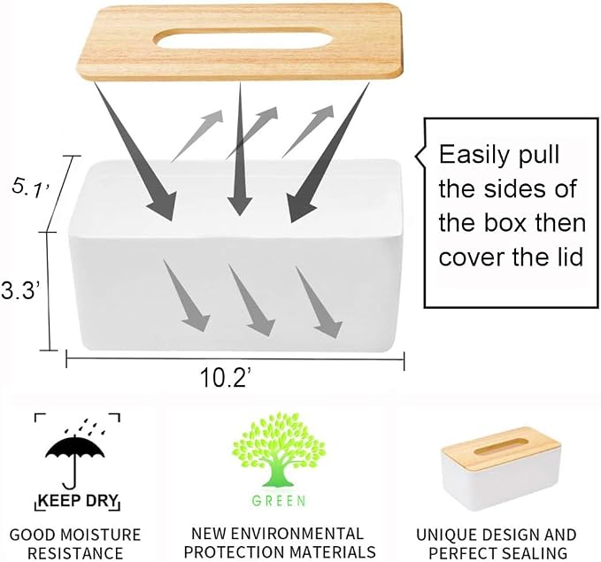 Wooden Rectangular Tissue Box Holder - Image 2