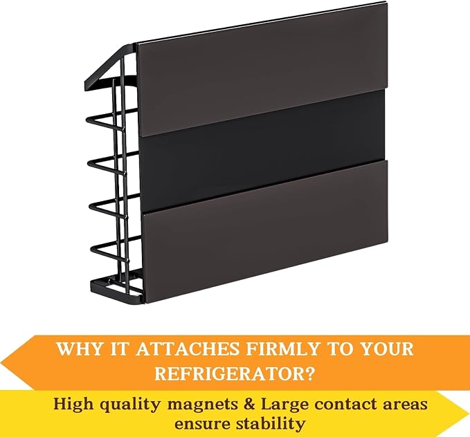 Magnetic Shelf for Fridge, 3 Pack Metal Fridge Organizer Baskets, Magnetic Cup - Image 7