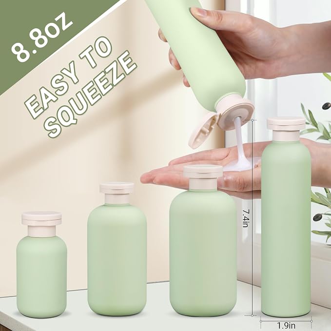 ASEVAT 8.8oz 3Pcs Plastic Refillable Travel Shampoo and Conditioner Bottles - Image 2