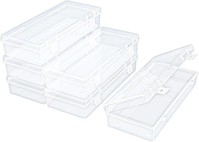 6 Pack Rectangular Clear Plastic Storage Containers Box by Thintinick
