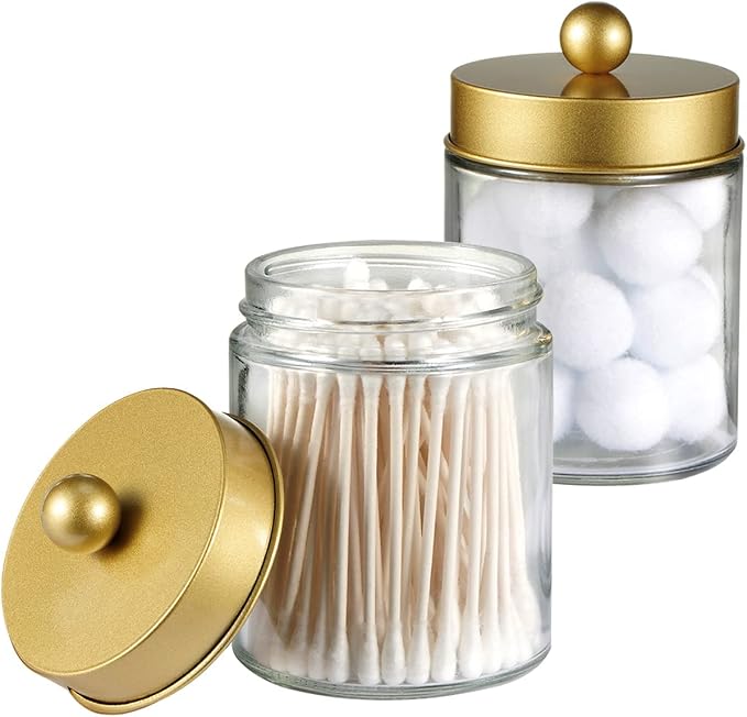 Amolliar 4 Pack Apothecary Jars Bathroom Vanity Storage Organizer Set - Image 3
