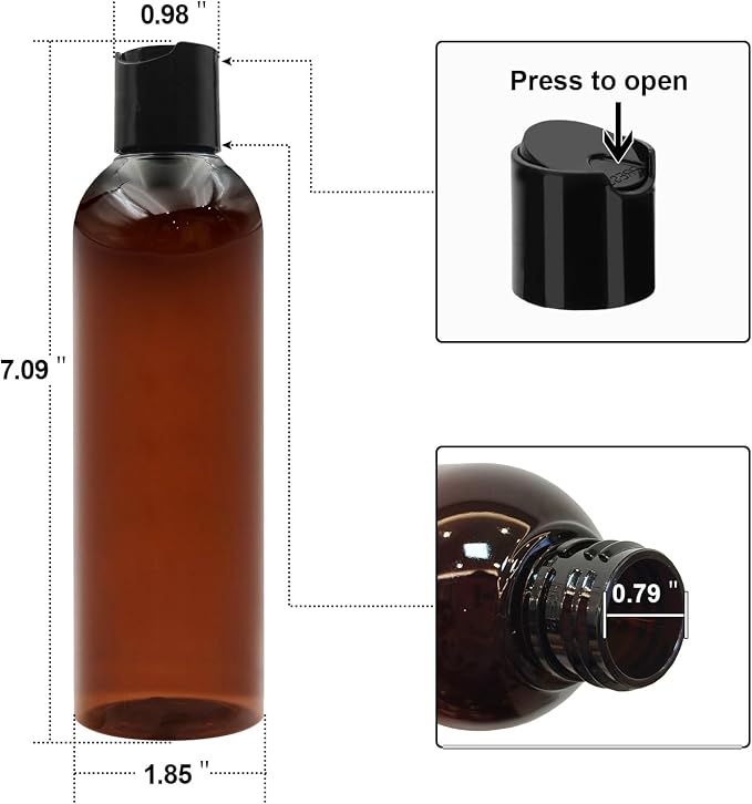 6 Pack 8 oz Amber Plastic Squeeze Bottles - Image 2