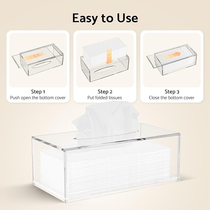 HIIMIEI Acrylic Tissue Box Cover, Rectangle Tissue Holder - Image 6