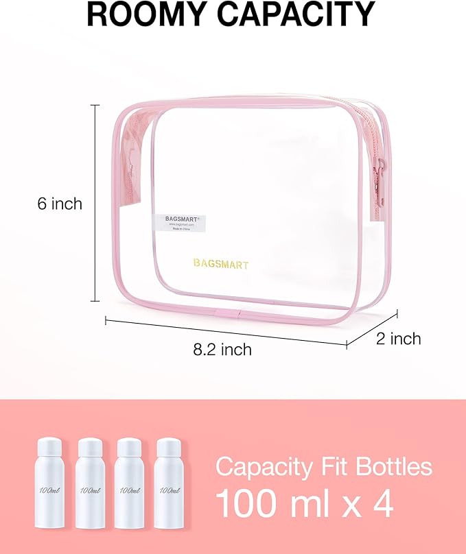 BAGSMART Clear Toiletry Bag, 3 Pack TSA Approved Travel Toiletry bag Carry on - Image 2