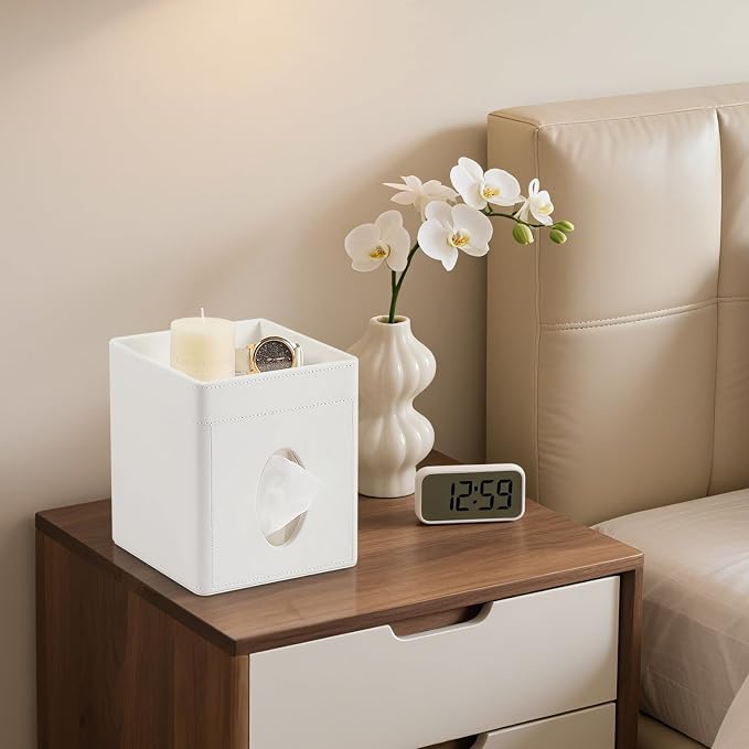 Tissue Box Cover, PU Leather Square Tissue Box Holder - Image 5