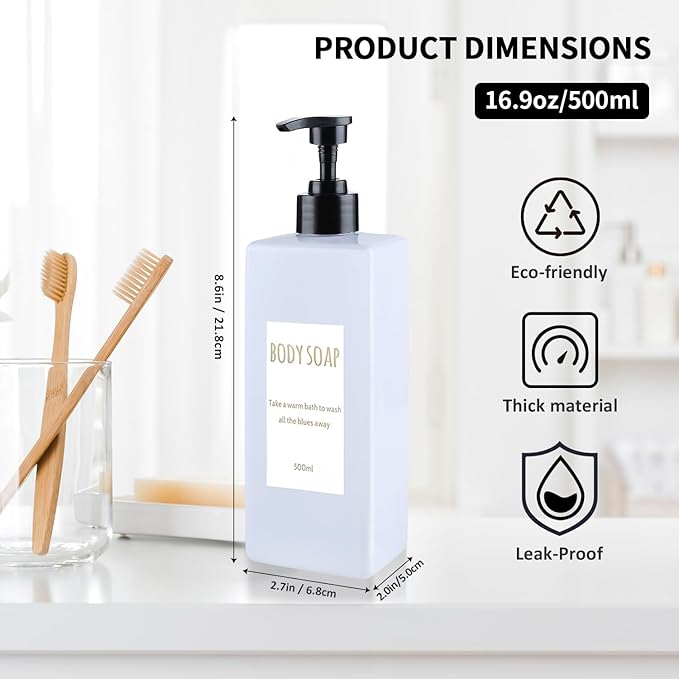 Shampoo and Conditioner Dispenser Modern Refillable Shampoo Pump Bottles - Image 6