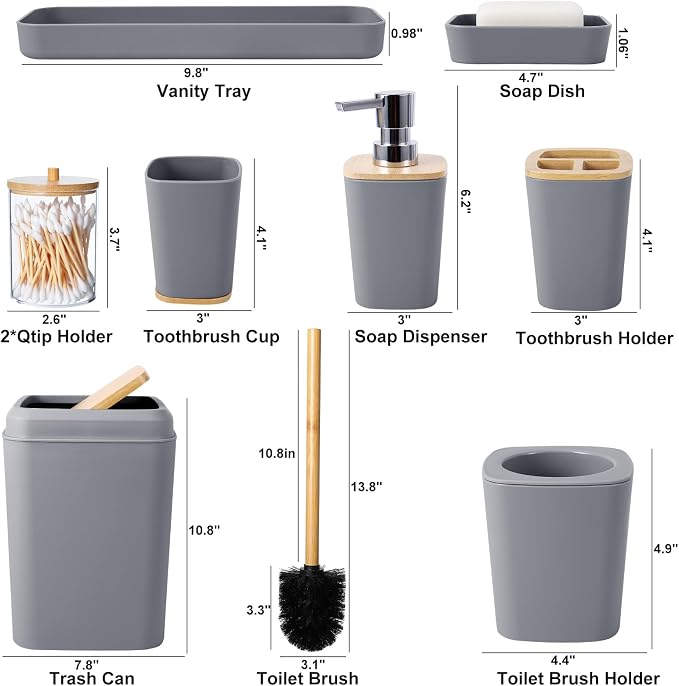 Grey Bathroom Accessories Set - Image 6