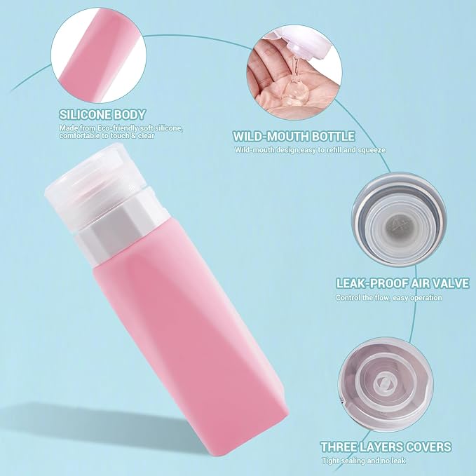Travel Bottles Leak Proof, 3 oz TSA Approved Silicone Squeezable, Refillable - Image 6