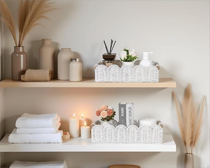 CubesLand Toilet Paper Storage Basket, Scalloped Edge Shelves Basket - Image 2