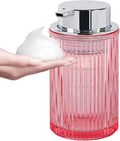 Foaming Soap Dispenser, 12 Oz Pink Glass Foam Hand Soap Dispenser, Refillable by Tonxus