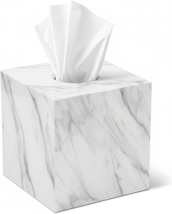 Tissue Box Cover Holder Square Marble Tissue Box Holder Bathroom Vanity by MySpaceOrganizers