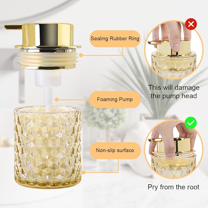 Amber Foaming Soap Dispenser, Glass Soap Dispenser - Image 6