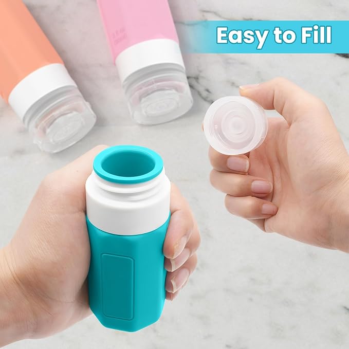 2 oz Travel Bottles, Small Size Containers, TSA Approved Silicone Travel - Image 3